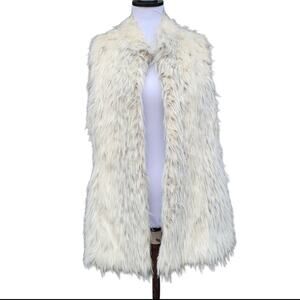 Rachel Zoe Faux Fur Vest Beige Gray Size M Sleeveless Fuzzy